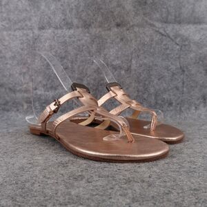 Joes Jeans Shoes Womens 7 Sandals Fashion Leather Rose Gold T Strap Slip On Flat